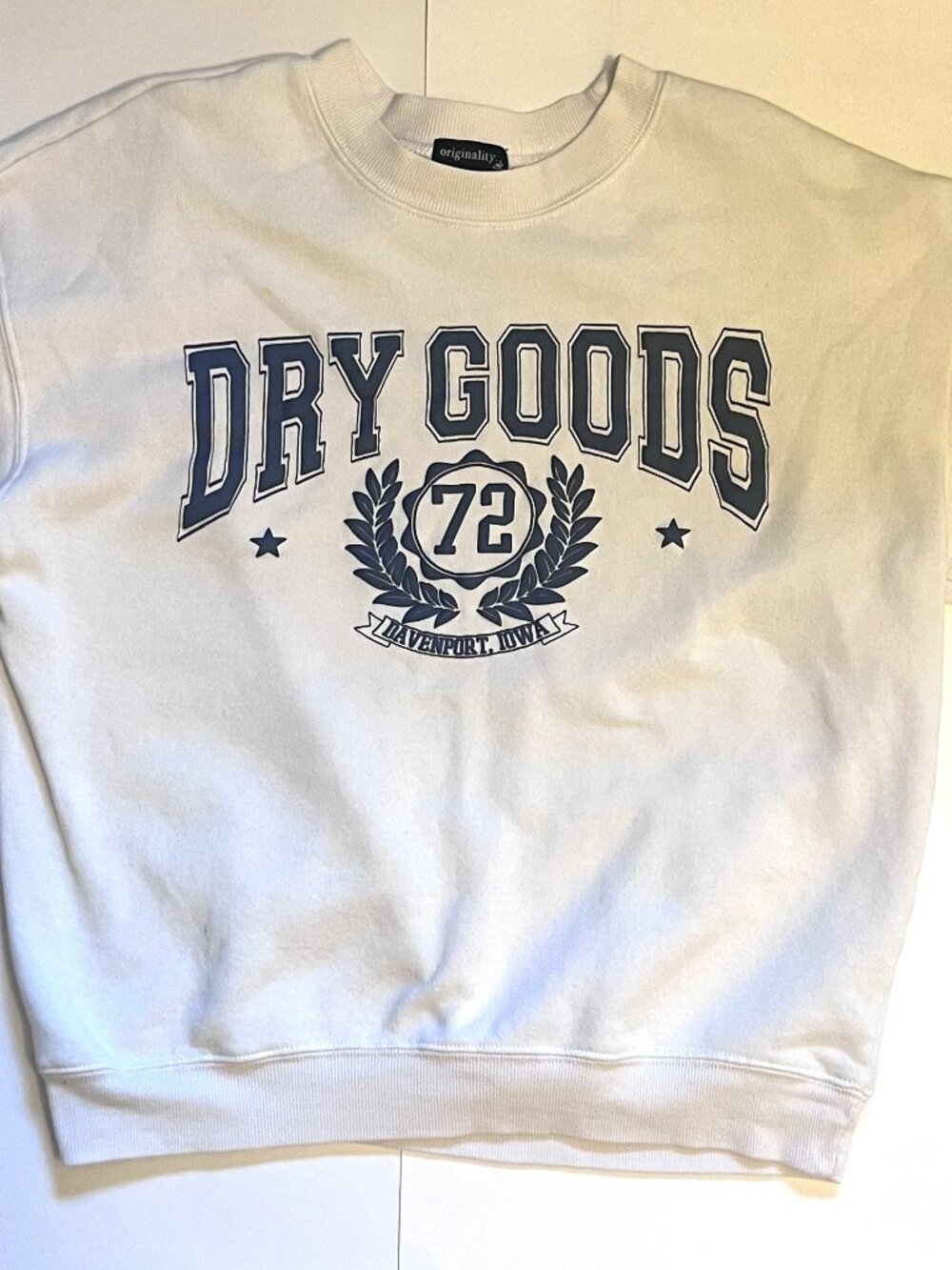 Dry Goods Branded Logo Crew Neck White Sweatshirt Size Women's Small